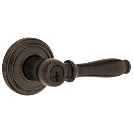 Kwikset SmartKey Ashfield Venetian Bronze Keyed Entry Lever ANSI/BHMA Grade 2 KW1 1-3/4 in. 97402-726